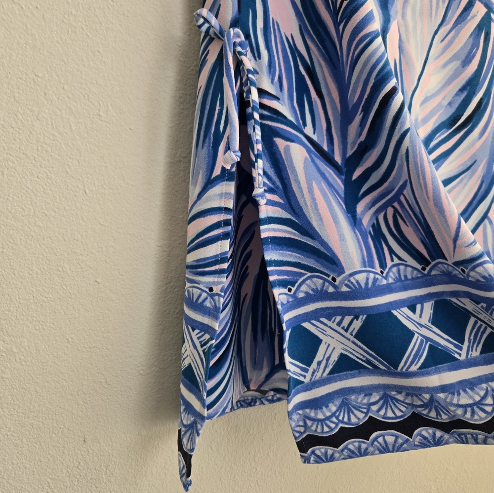 Lilly Pulitzer Blue and Pink Tropical Swim Coverup, Size 0 - Picture 4 of 8